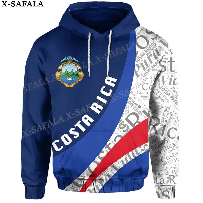 Costa Rica Coat Of Arms Flag 3D Print Zipper Hoodie For Men Pullover Sweatshirt Hooded Jersey Tracksuit Outwear Coat Casual-2