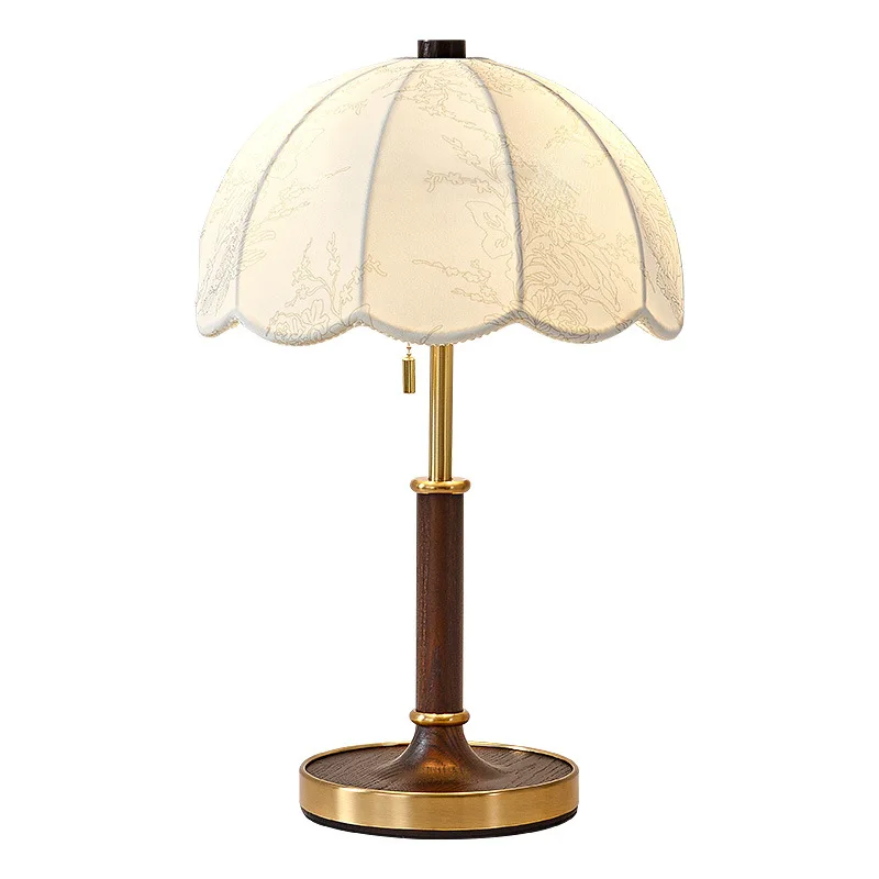 

Desk lamp American solid wood bedroom bedside lamp wabi wind living room hotel premium lighting
