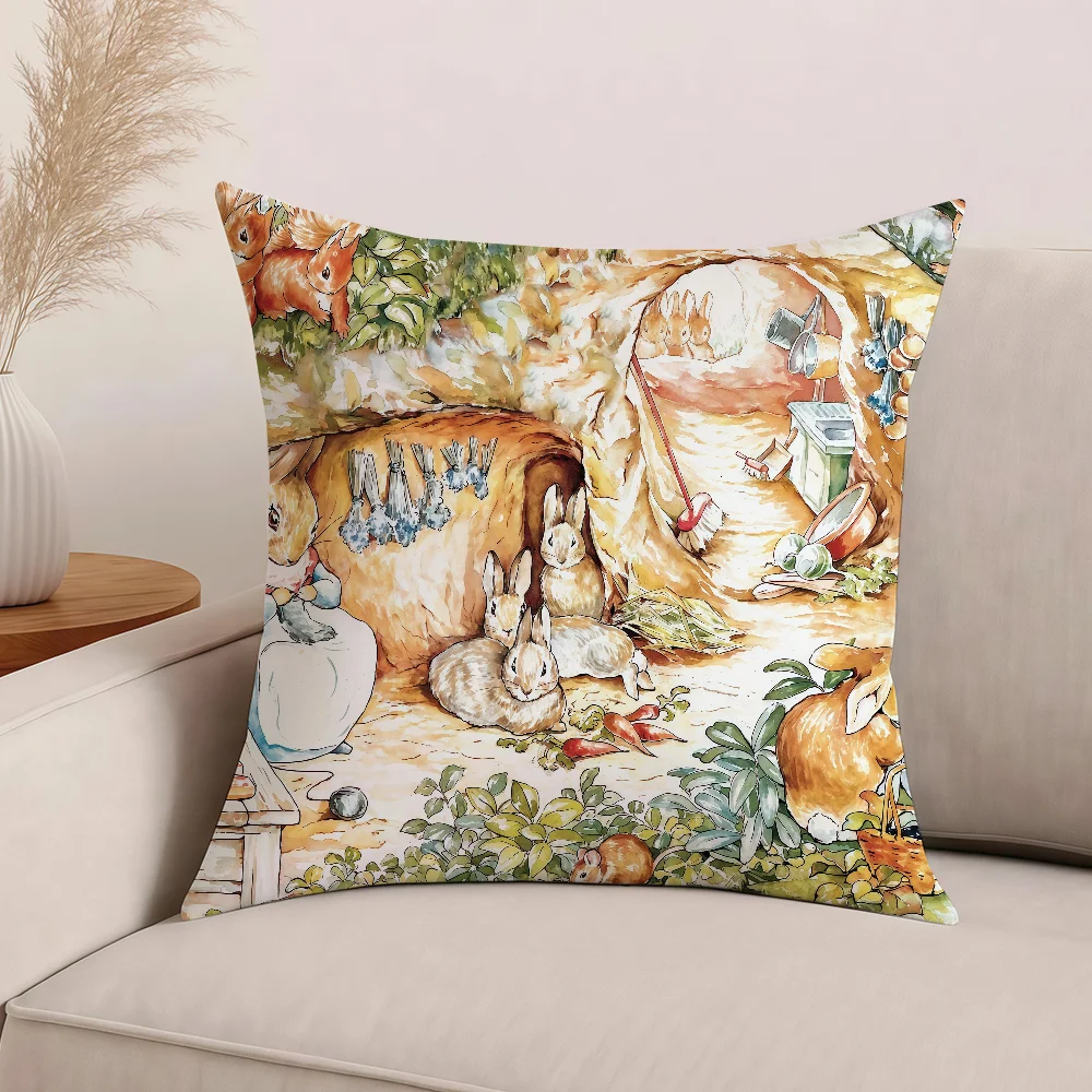 كارتون عيد الفصح P-peter R-أرنب كيس وسادة وسائد مكتب مناسبة لأريكة غرفة نوم السيارة غطاء الوسادة الزخرفية #5