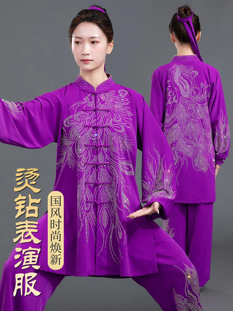 Women's Tai Chi Uniform 2026 New High-end Professional Daily Wearable Practice Performance Competition Suit Rhinestone Design