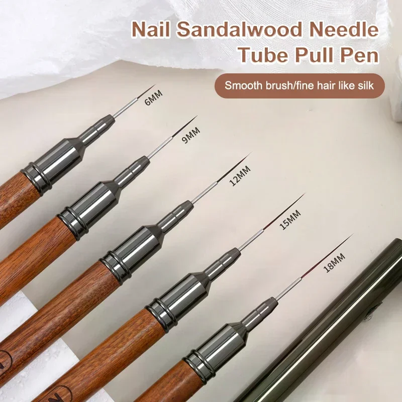 1PCS 6/9/12/15/18mm Nail Liner Brush Drawing Lines Stripe Painting Flower Pen Nail Art Manicure Sandalwood Handle