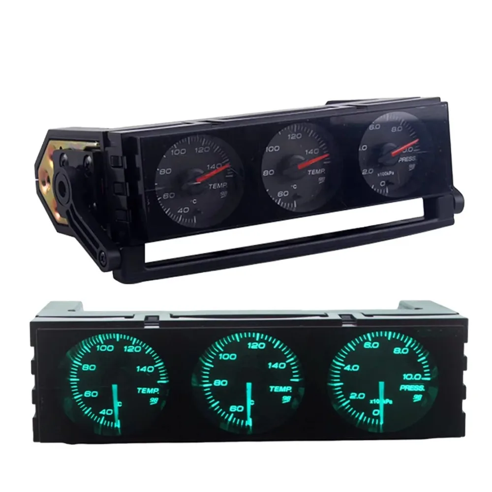 Car Gauge Universal Water Temp Oil Temp Oil Pressure Triple Continuous Meter Available 10 Background Light Colors Available