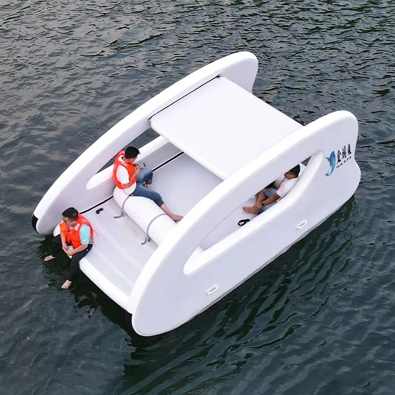 YTYIN 2024 New Arrival Sustainable Multihull Inflatable 2Story Inflatable Electric House Catamaran Boat For Water Recreation
