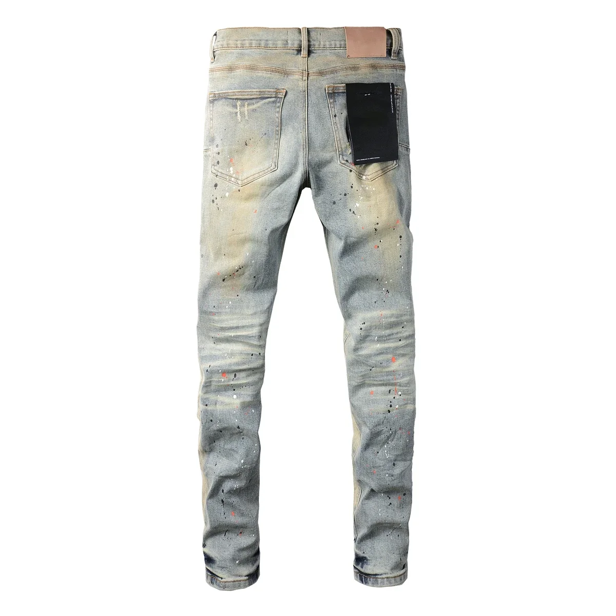 New Purples 2024 Men jeans with top street distressed paint repair low raise Skinny Denim brands pants