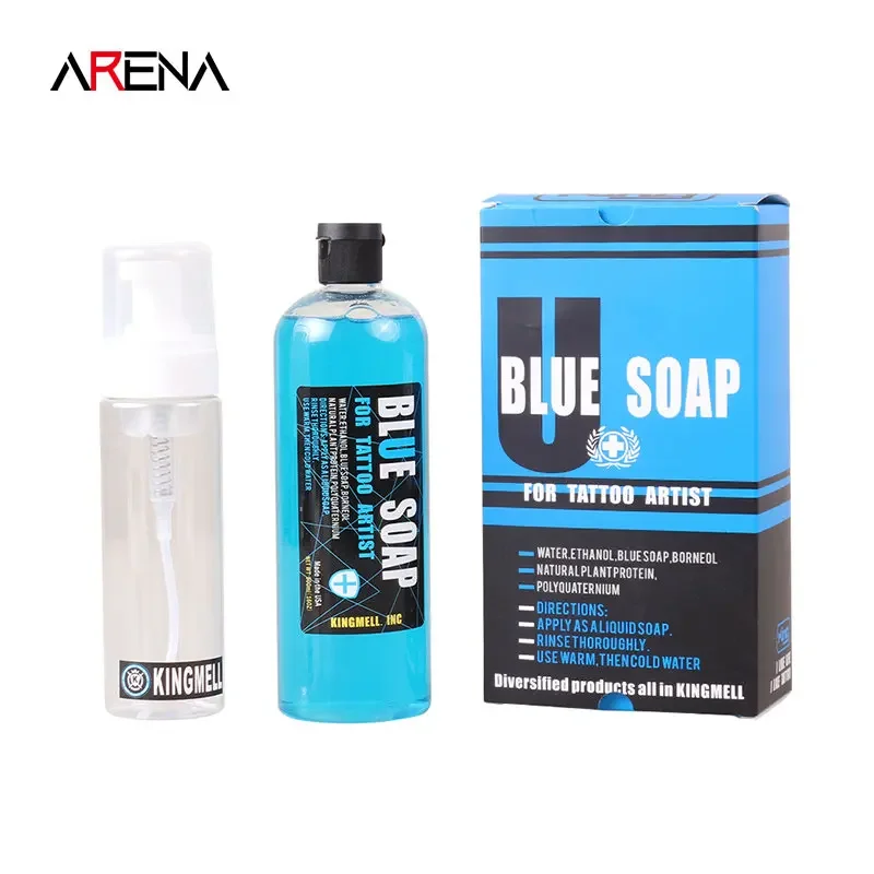 500ml Blue Soap Cleaning Water Skin Wash Stencil Soap Foam Bottle Push Tattoo After Care Makeup Sterilize Accessories Supply