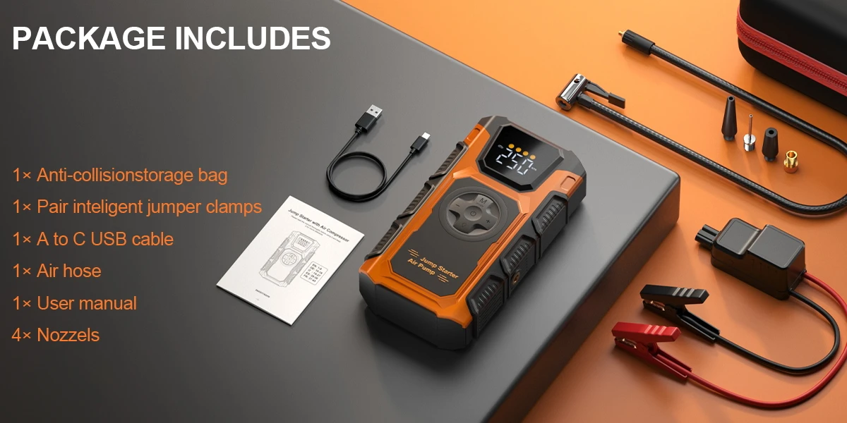 FEATOU 12000mAh Car Jump Starter,Portable Jumper Starter Battery Pack for up to 8.5L Gas&7.0L Diesel Engines,12V Auto Battery Boost