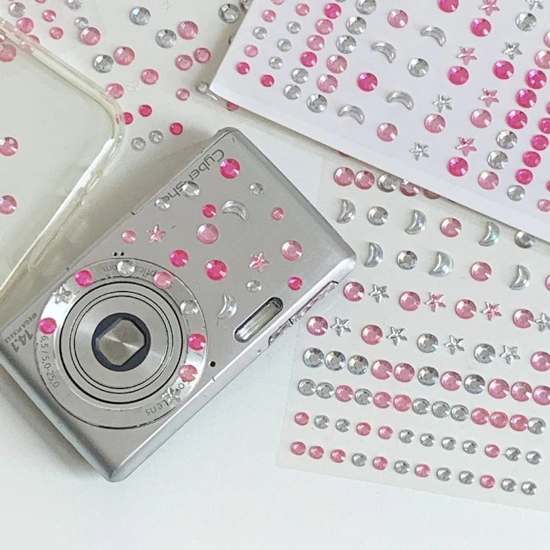 1 Piece DIY Decor Acrylic Scrapbook Journal Sticker Sweet 3D Stereo Camera Phone Case Decal Heart Star Moon Sticker Kids Gift