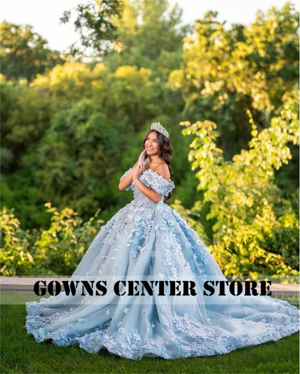 Elvish vestido De baile De encaje azul con flores 3D, quinceañera, vestido De princesa dulce mexicano 16, corsé con cordones, 15 Años