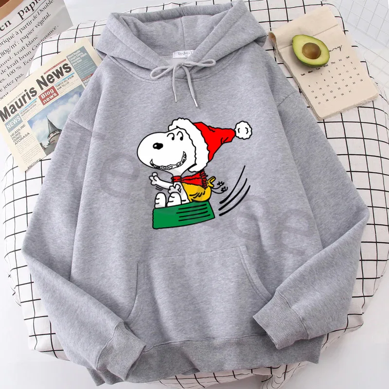 Grafische Snoopy Hoodies Harajuku Vrouwelijke Kleding Woodstock Kerst Gedrukt Sweatshirt Nieuwe Grappige Cartoon Hoody Vrouwen