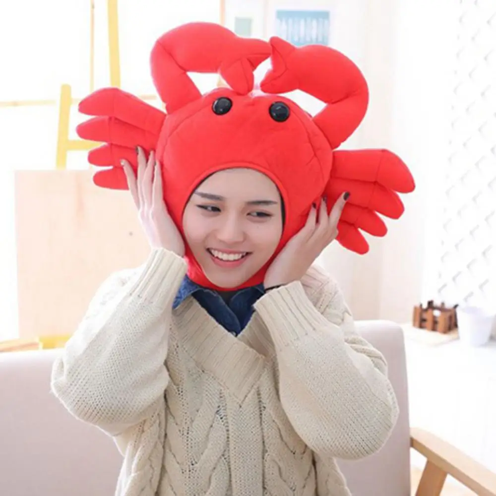 PP Cotton Taiyaki Crab Shape Cotton Earflap Beanie Cap Snapper Yaki Hat Plush Ear Moving Cosplay Costume Parties Supplies 붕어빵