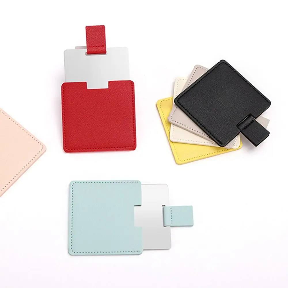 Drop Resistant Personalized PU Protective Cover Makeup Mirror Compact Pocket Mirror Stainless Steel Mirror Cosmetic Mirror