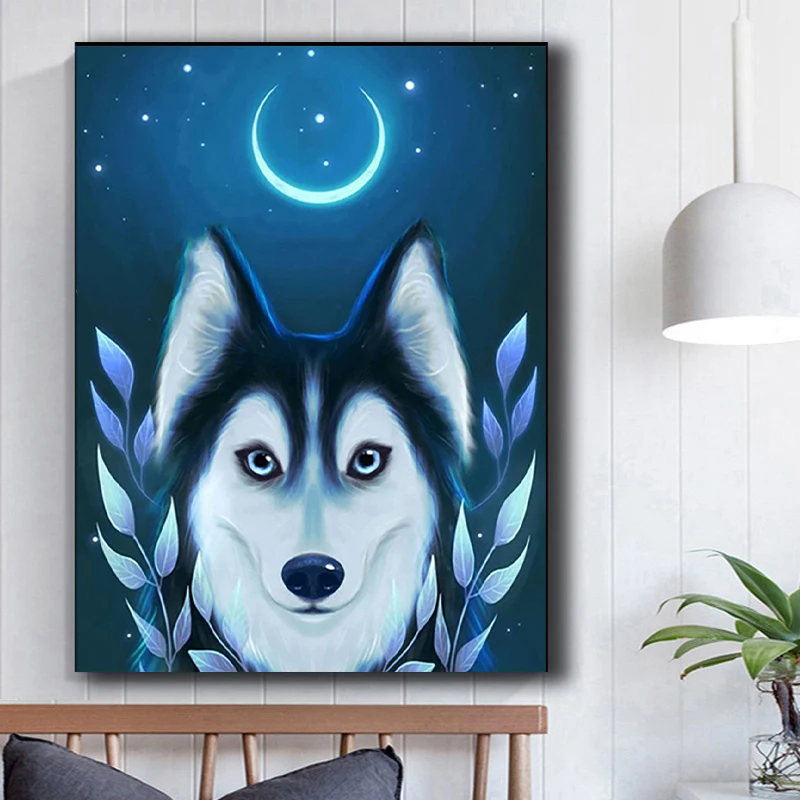 Tiger 5D Diamond Painting Kit Pumping Husky Dog Diamond Mosaic Fox Full Diamond Embroidery Painting DIY Rhinestone Home Decor