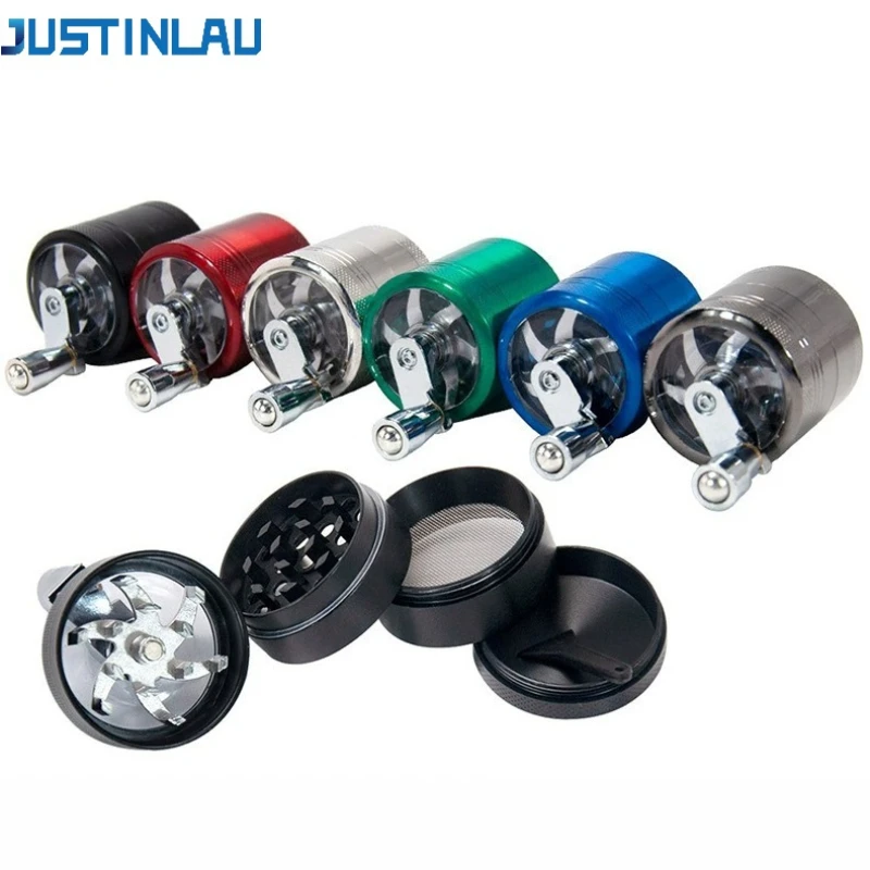 JUSTINLAU 4-Layer Manual Tobacco Grinder 40MM Metal Zinc Alloy Herb Mill Spice Crusher Smoke Grinder Crusher Hand Crank Miller