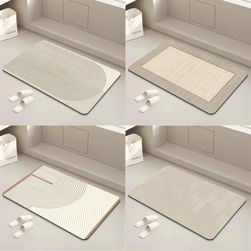 Striped Toilet Bathroom Super Absorbent Shower Doormats Diatom Non Slip Entrance Rugs Diatom Mud Carpet for Home Bedroom Decor