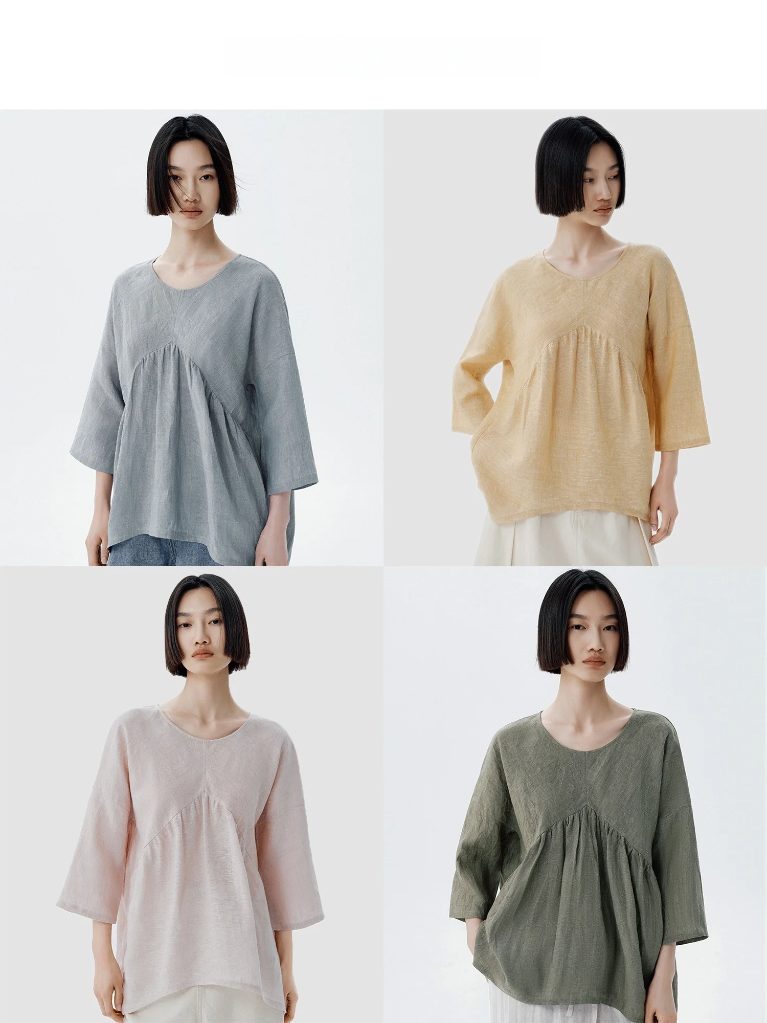 

Pure Color Linen Overhead Doll irt Women's Spring Summer New Sle Loose Fit Chinese Sle Breathable Comfortable Casual irt