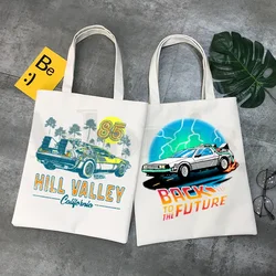 Back To The Future Graphic Cartoon Print Canvas Shoulder Bag Female Harajuku Funny Large-capacity Eco Environmental Shopper Bag