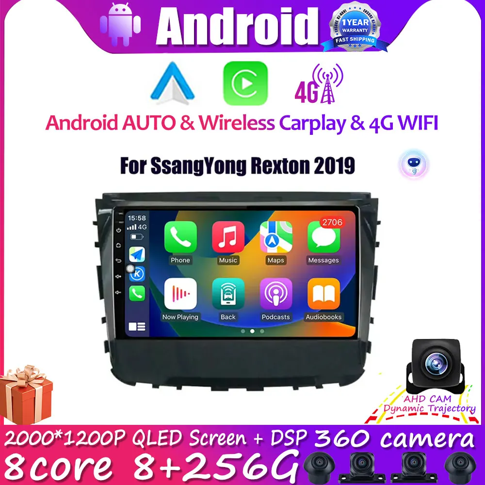 

Smart Car Radio 10.1" GPS Navigation Stereo Android 14 Auto For SsangYong Rexton 2019 Multimedia Video Player Carplay WIFI BT