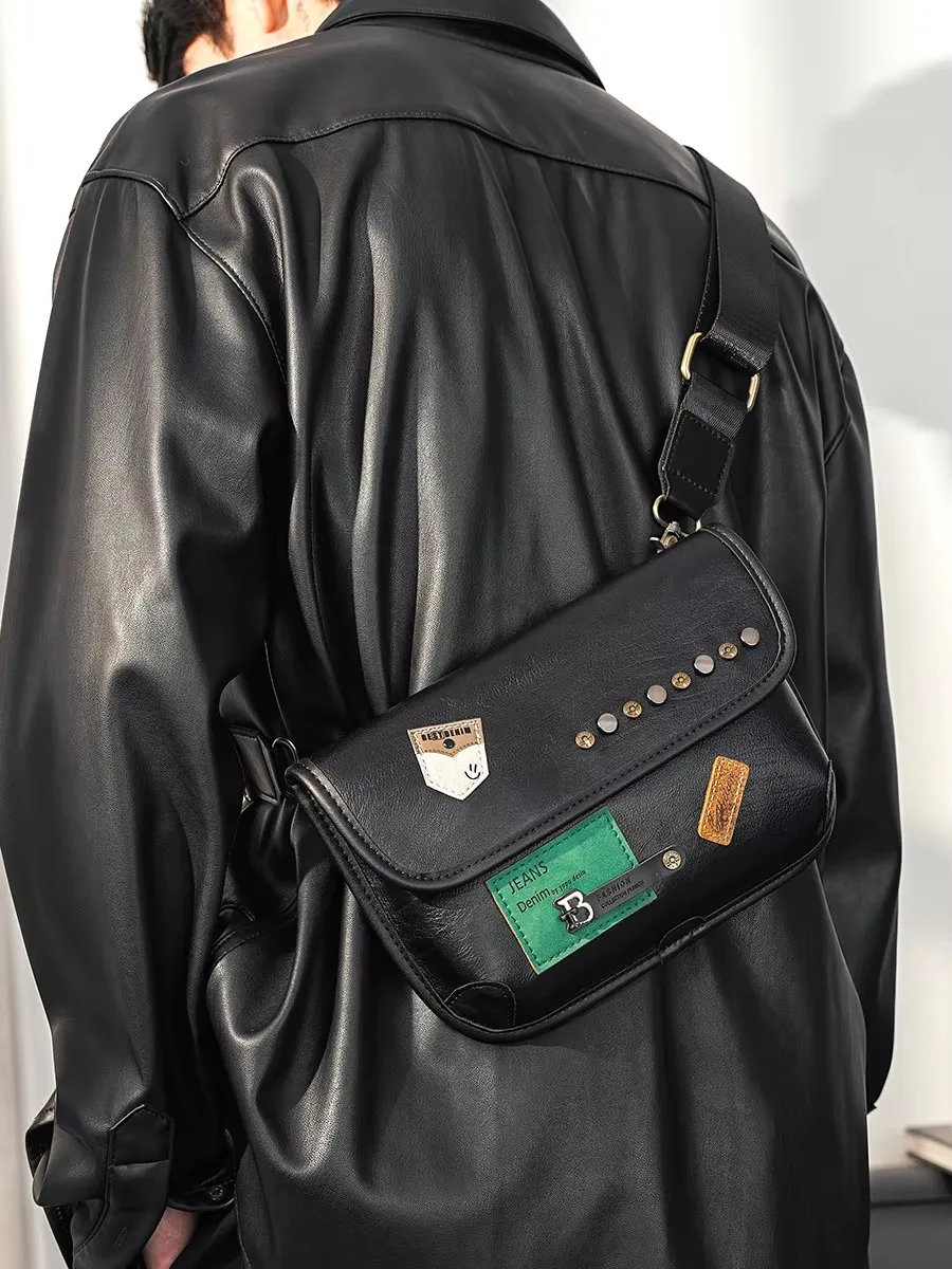 Nieuwe trend herentassen mode schouder crossbody tassen klinknagels handtas mannelijke clutch portemonnee tassen luxe lederen merkontwerper