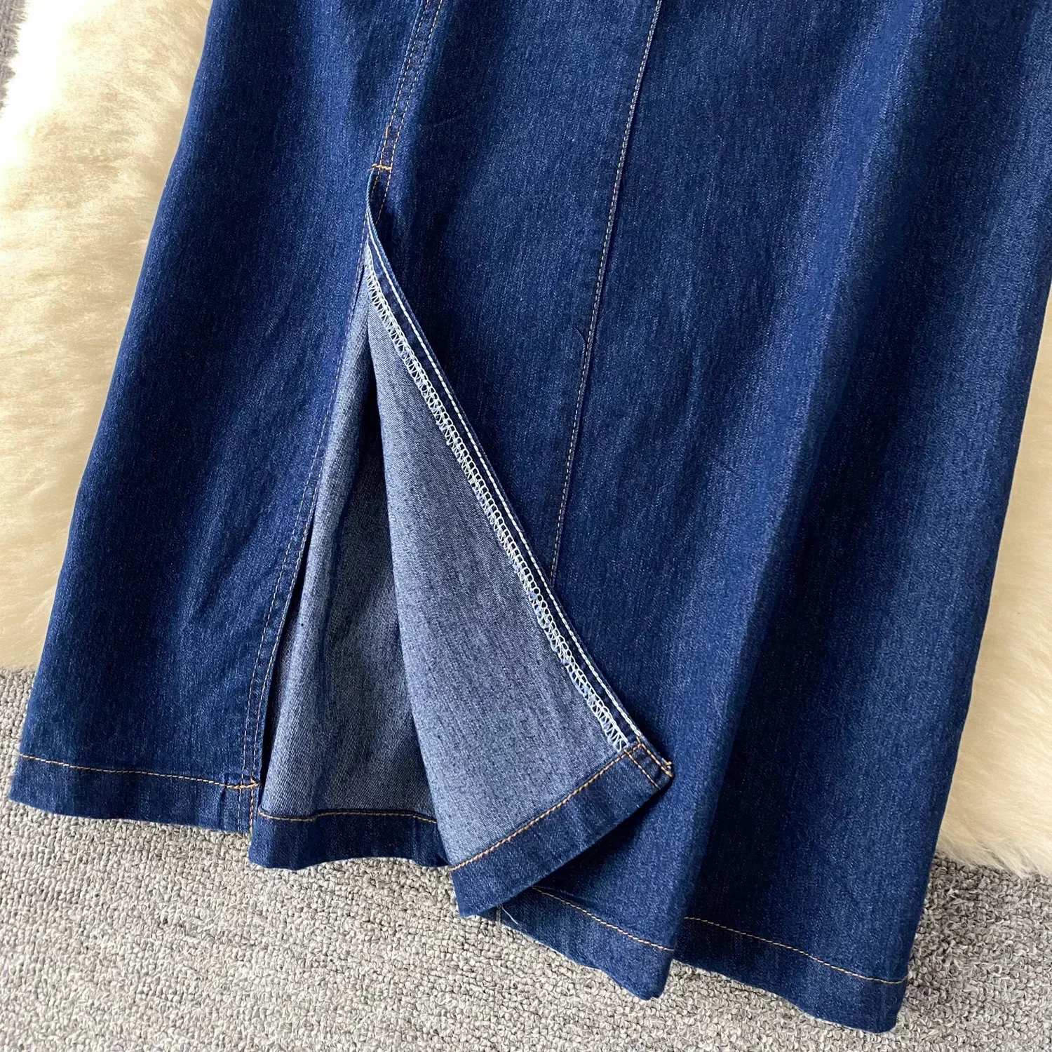 Robe en Denim pour Femme, Col Polo, Manches Courtes, Mi-Longue, Éducative, Taille Haute, Ceinture, Élégante, Streetwear, Été, Y2k