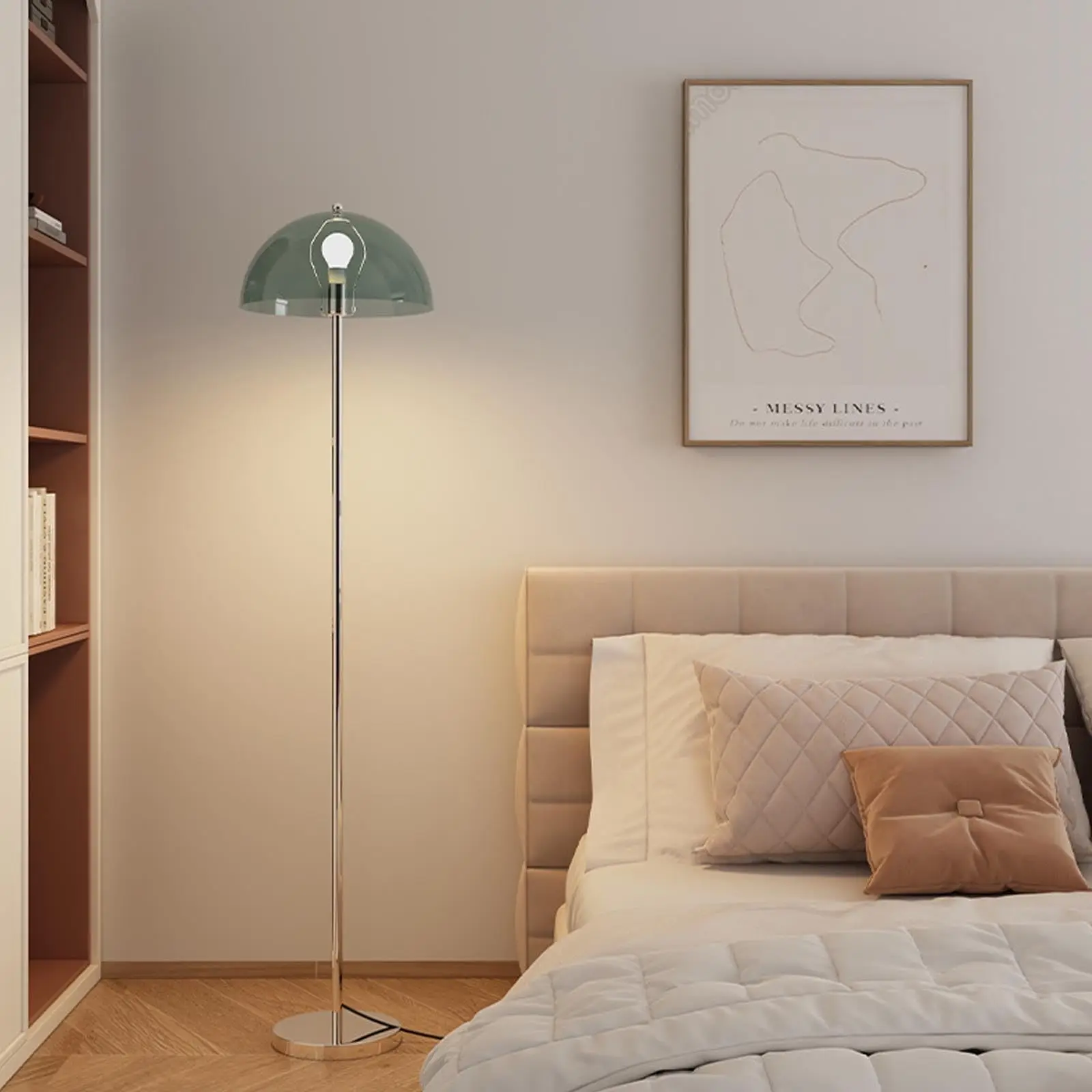 

Nordic Floor Lamp,Living Room Sofa Side Ambiance Vertical Table Lamp,Acrylic Lampshade with Foot Switch Control