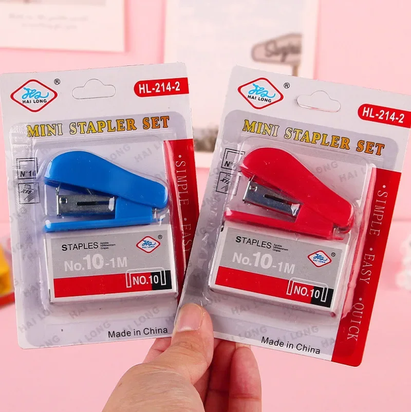 Cute Mini Stapler Set Student Stationery Simple Portable Many Colour Labor-Saving Office Staples Wholesale