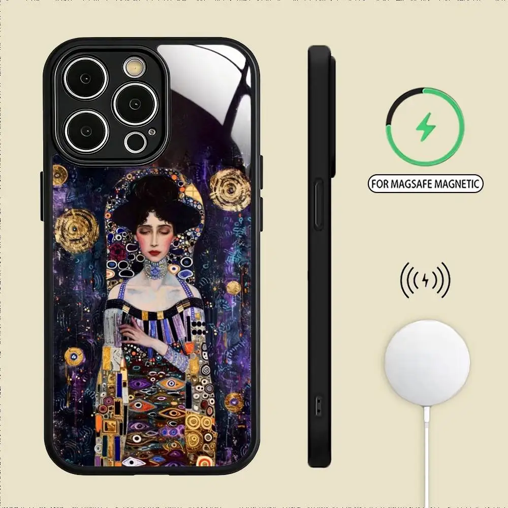 Gustav Klimt Paintings Art    Phone Case For iPhone17,16,15,14,13,12,11 Plus,Pro Max Magnetic For Magsafe Wireless Charging