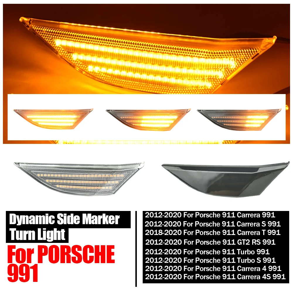 Amber 2x LED Dynamic ide Marker Light Turn Signal Lamps Fit For Porsche 718 Boxster 982