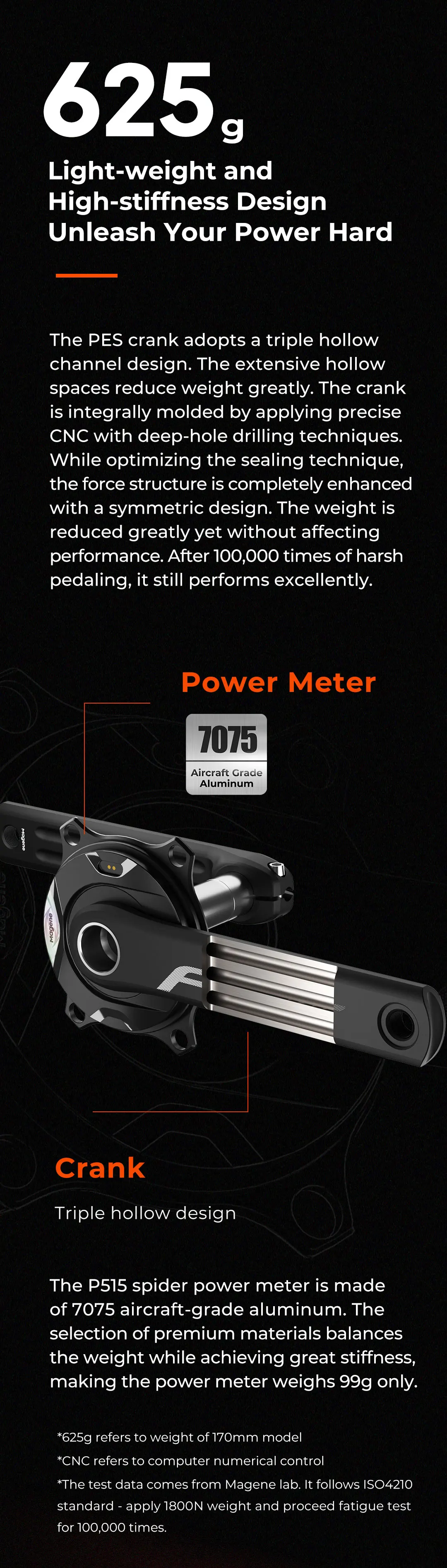 Magene PES Kurbelgarnitur P515 Leistungsmesser 4 Bolzen 110 BCD 24 mm Trittfrequenzpedal Balance Anti-Stahl-Spindelkettenblatt für Shimano/SRAM – Detail 4