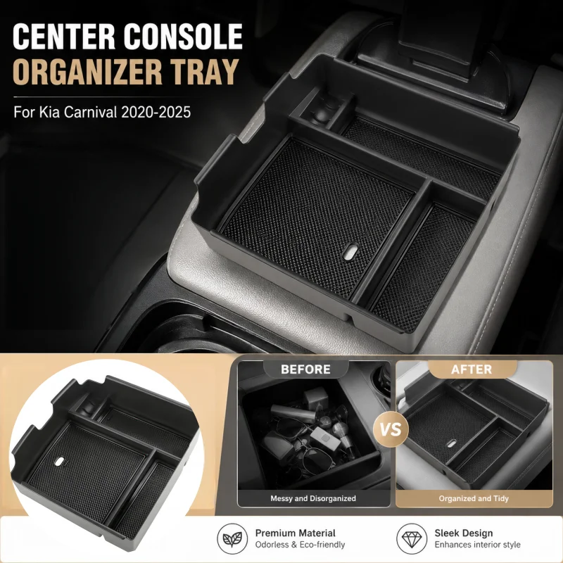 For KIA Carnival KA4 2020-2025 Car Center Console Armrest Storage Box Organizer Tray Car Interior Accessories