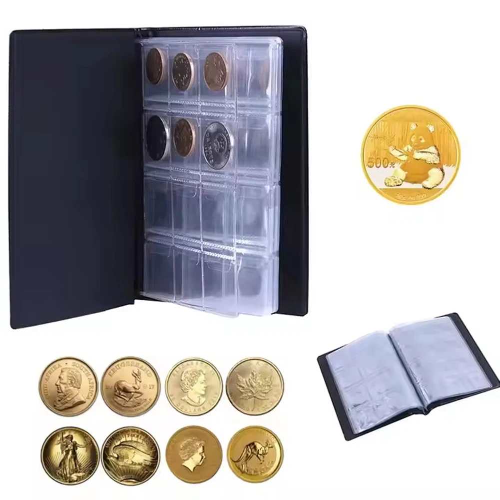 120 Pockets Coin Collection Booklet Transparent PVC Leather Inner Page Album Commemorative Coin Collection Book For Collectors