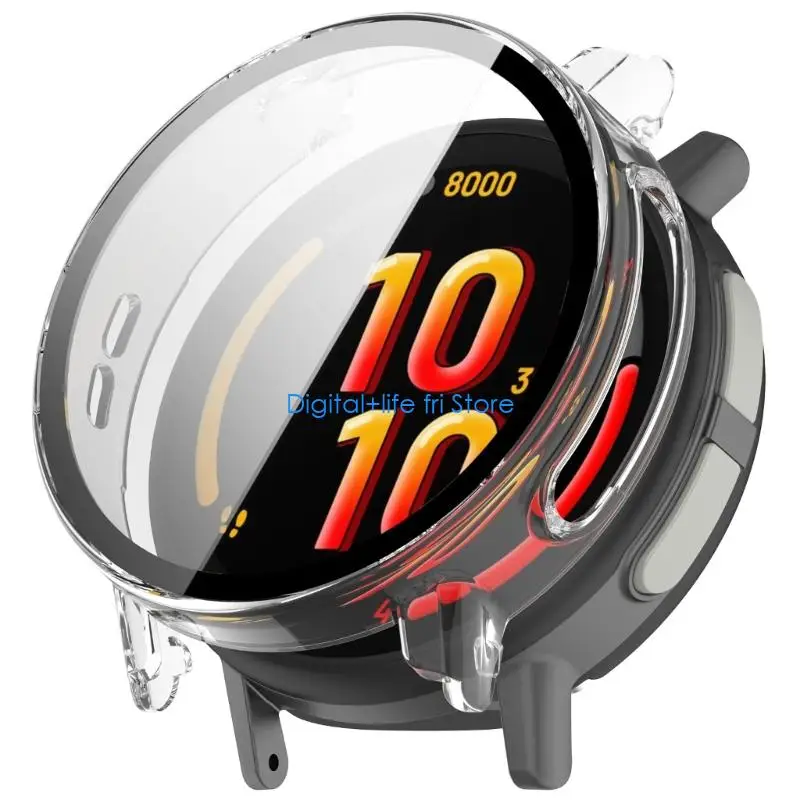 E06D Watch Accessory Screen Protector PC Case with Tempered Glass Film for Bounce 2 Scratchproof Case Protective Cover Shell