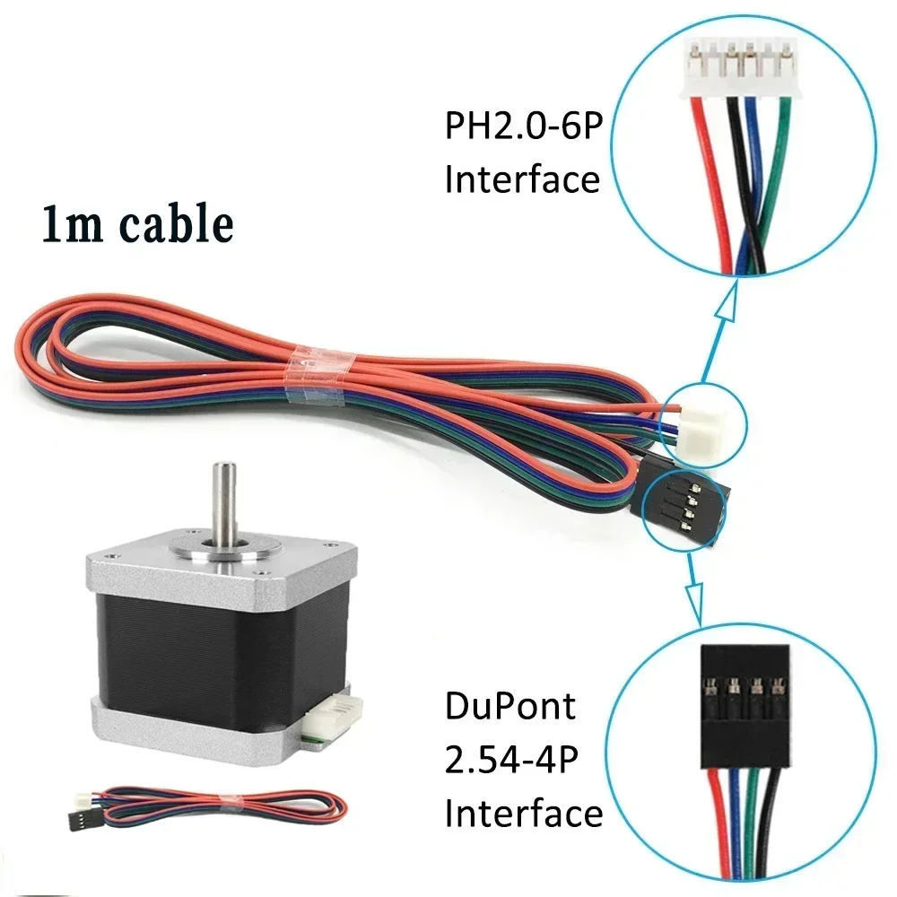 Nema17 42mm Stepper Motor 34/40/48/60mm Length 0.28/0.42/0.56/7Nm 2PH 5mm Output shaft For 3D Printer CNC Engraver Machine Tools