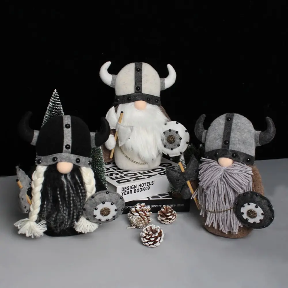 Adorno de muñeco de Gnomo guerrero vikingo de estilo escandinavo, guerrero vikingo Kawaii, juguetes enanos, elfo de Gnomo sin rostro duradero