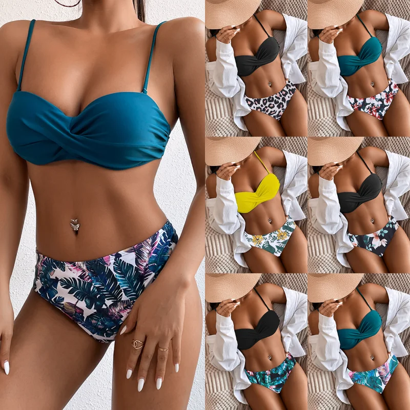 

2023 Swimwear Steel Bracket Split 2PCS Swimsuit High Waist Sexy Leopard Print Bathing Suit Women Ropa De Baño Barato Para Mujer