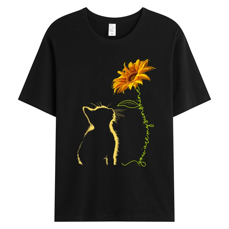 

Cat You Are My Sunshine T-shirt Unisex Men Tee Cats Cotton Fabric Printed Tshirt Weekend Party Tops Tees Man Clothing Gift
