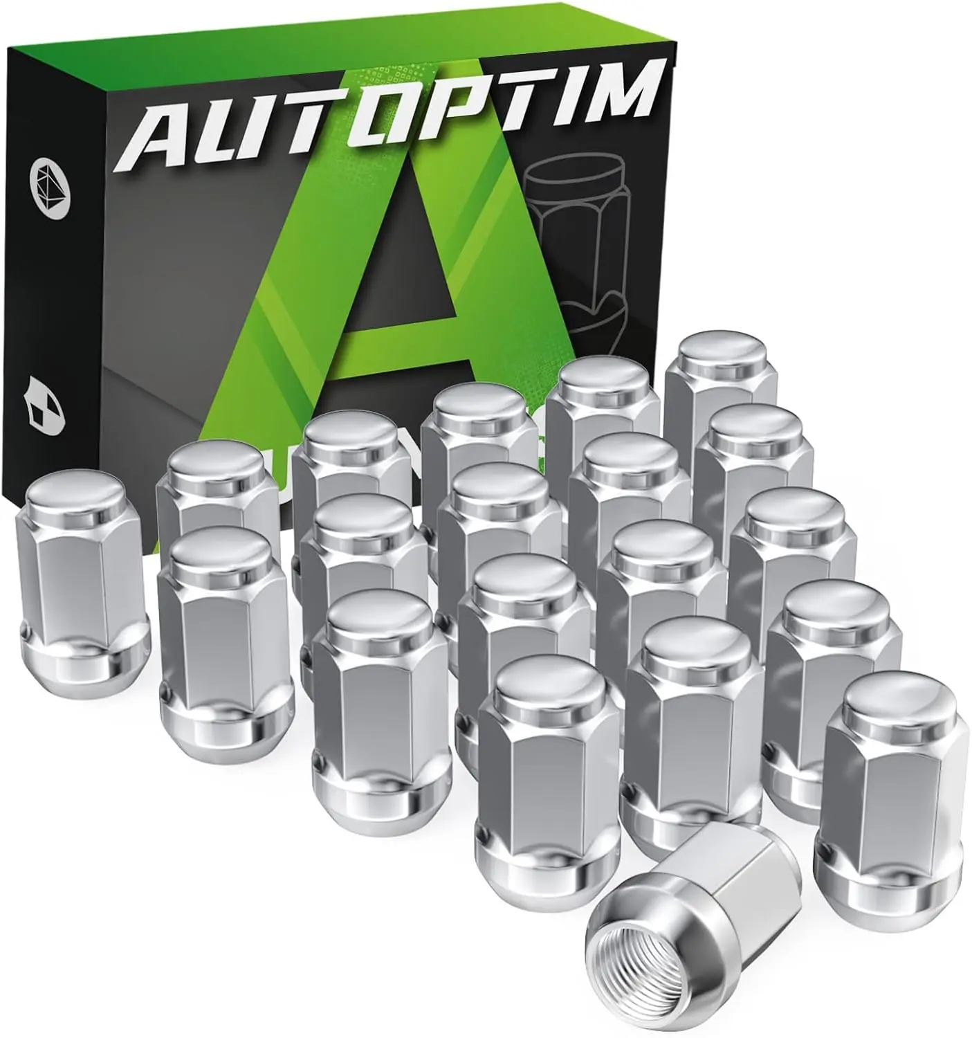 

1/2-20 Lug Nuts 20pcs, Chrome Closed End Conical Seat, Replacement for Jeep Wrangler JK, Grand Cherokee, Ford Mustang, Explorer
