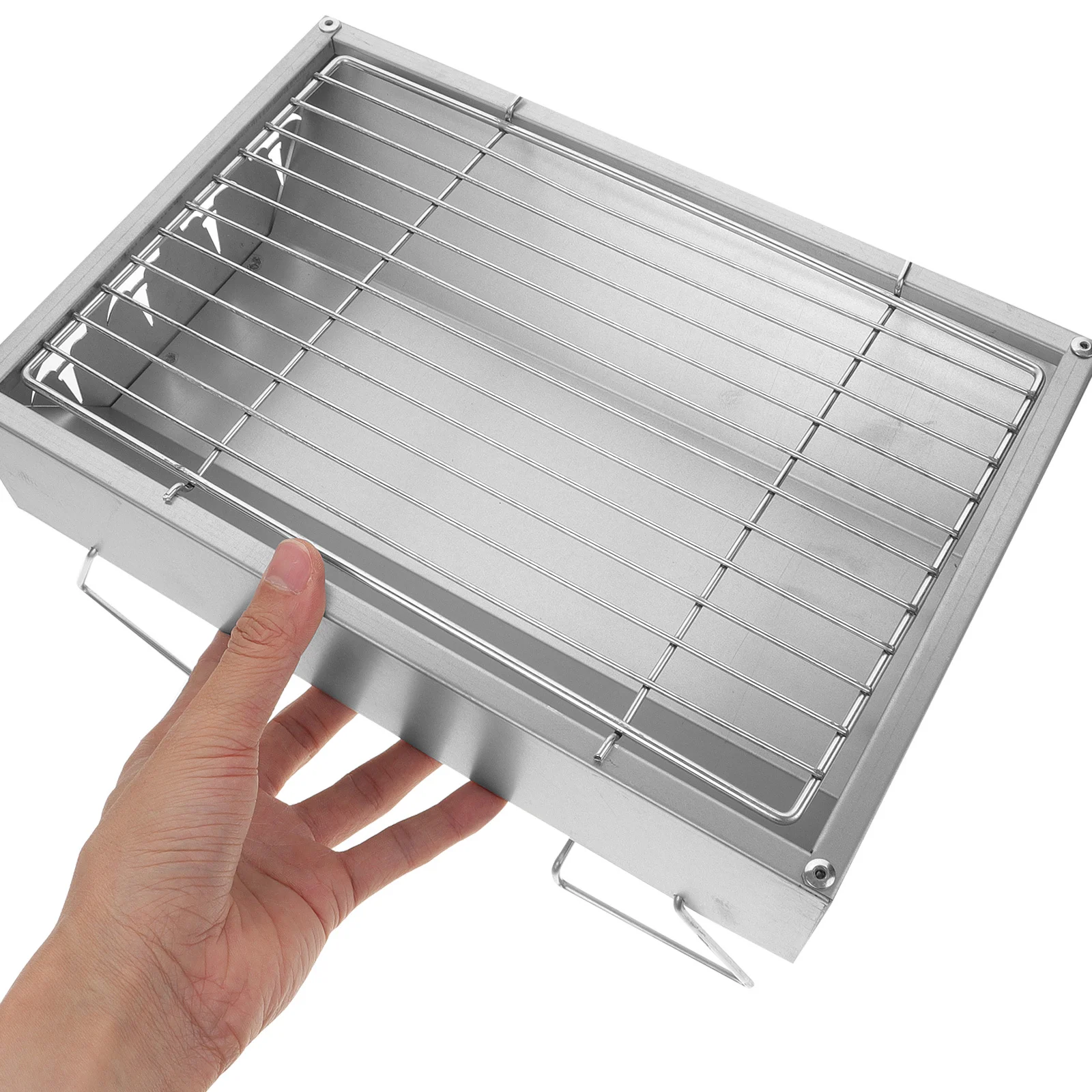 

Grills Outdoor Folding Barbecue Rack Charcoal Campfire Camping Stainless Steel Bbq Portable Silver Grilling
