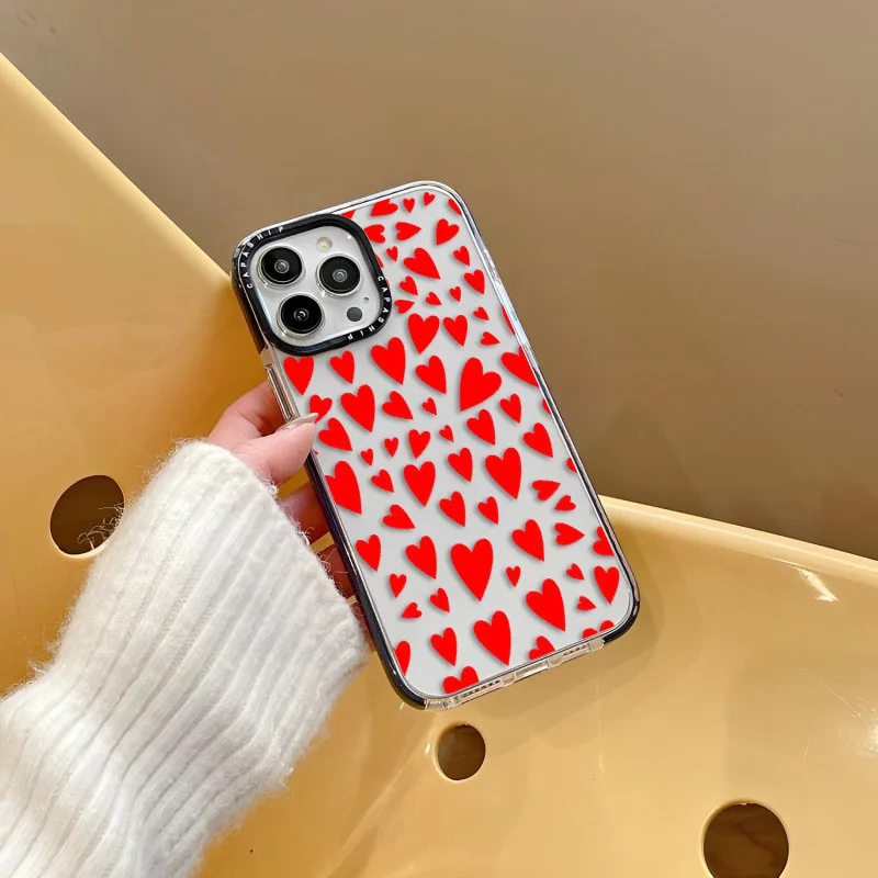 Red Heart Rose Flower Case For iPhone 15 14 13 12 11 Pro X XS XR Max 7 8 Plus SE 2020 2022 Clear Soft TPU Shockproof Back Cover