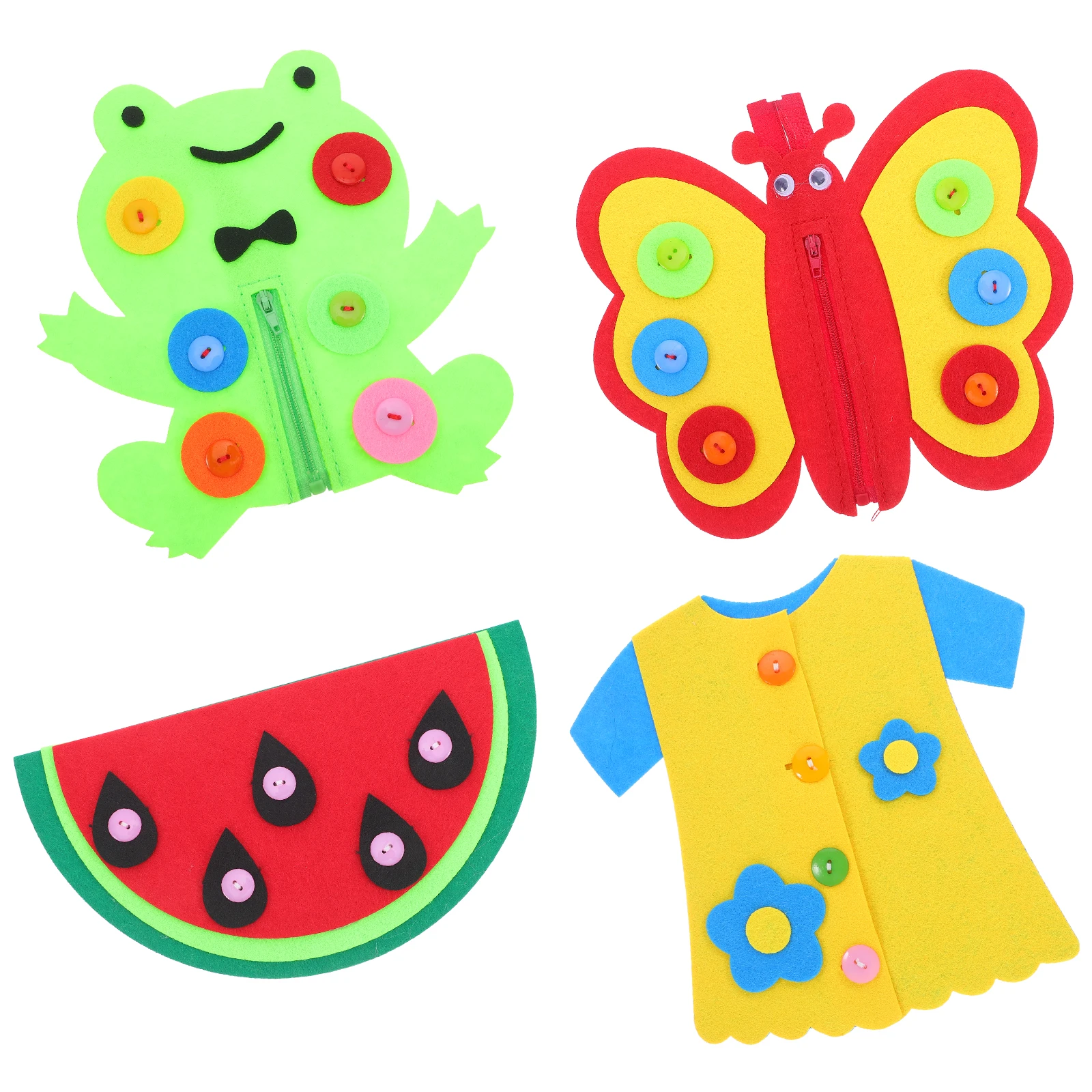 

4pcs Puzzle Button Toys Snap Kit Lacing Toddler Activity Board Fine Motor Skills Educational Montessori Learning Tools Zipper