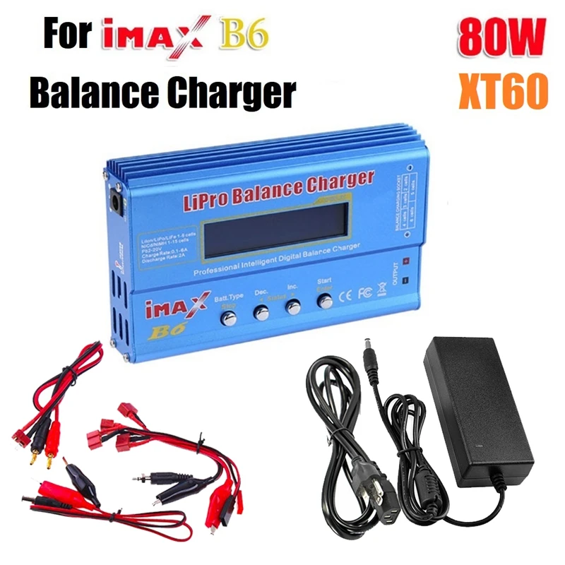 For IMAX B6 80W Lipo Battery Charger+XT60 Lipo Nimh Li-Ion Ni-Cd Digital Lipro Balance Charger Battery Charger