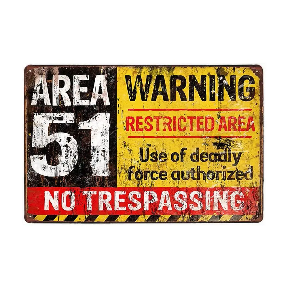 hohappyme Metal Tin Sign Area 51 No Trespassing Military Vintage Metal Sign Aluminum Sign 12 x 8 Inches