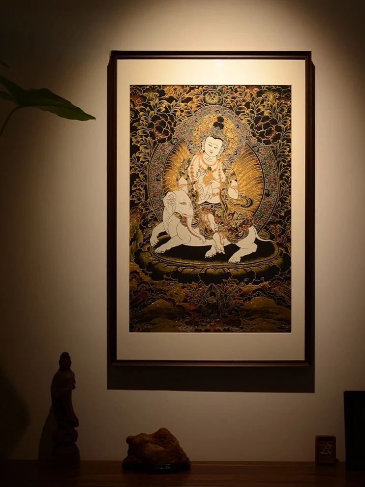 

Modern Chinese Sle Embroidered Prajna Bodhisattva Tapestry Living Room Entrance Decorative Painting Sofa Baund Wall Art