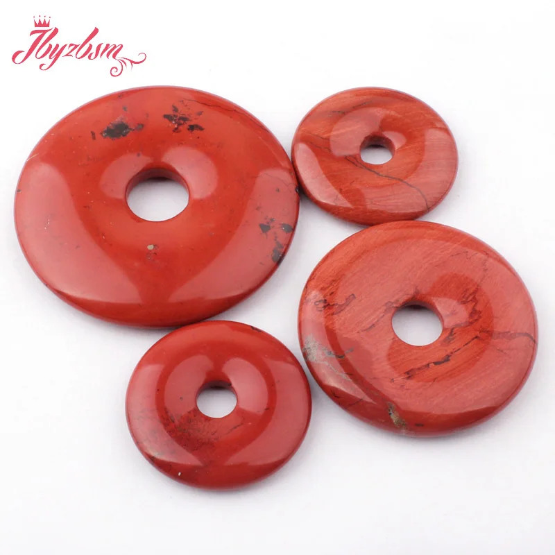 30,40,50mm Donut Red Jaspers Natural Stone for DIY Accessories Bracelet Necklace Pendant Charms Jewelry Making Components 1 Pcs