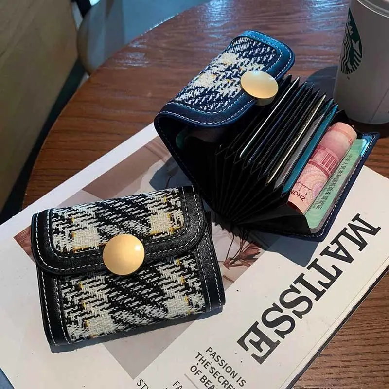 حامل بطاقات على شكل مشبك دائري من القماش بتصميم كلاسيكي صغير على طراز الأكورديون، حامل بطاقات متعدد يمكن أن يحمل بطاقات متعددة #4