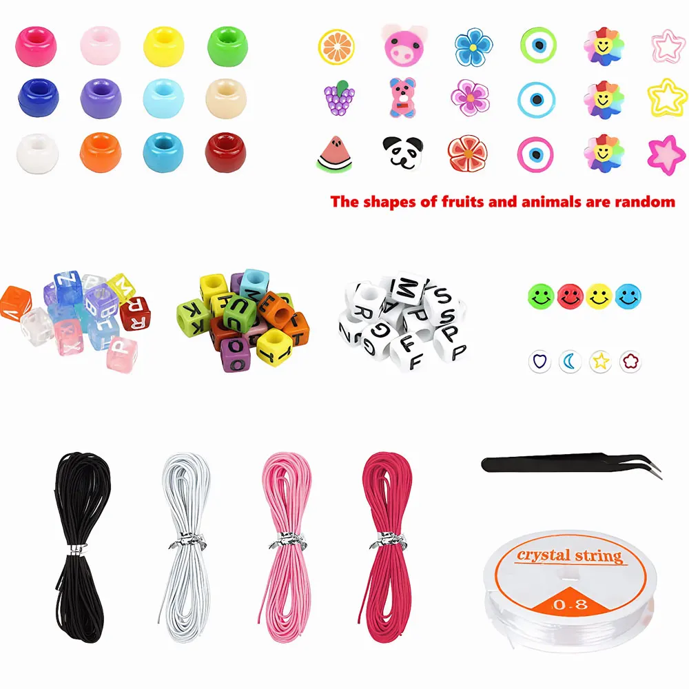 1 صندوق مجموعة صنع الأساور المختلطة ، الخرز لصنع الأساور المهر الخرز بوليمر كلاي الخرز رسالة الخرز لصنع المجوهرات ﻿