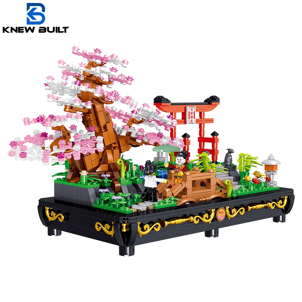 

KNEW BUILT Green Pine Doofu Succulent Assembly Brick Cherry blossoms Bonsai Building Blocks 3D Model Toy Home Decoration Plant