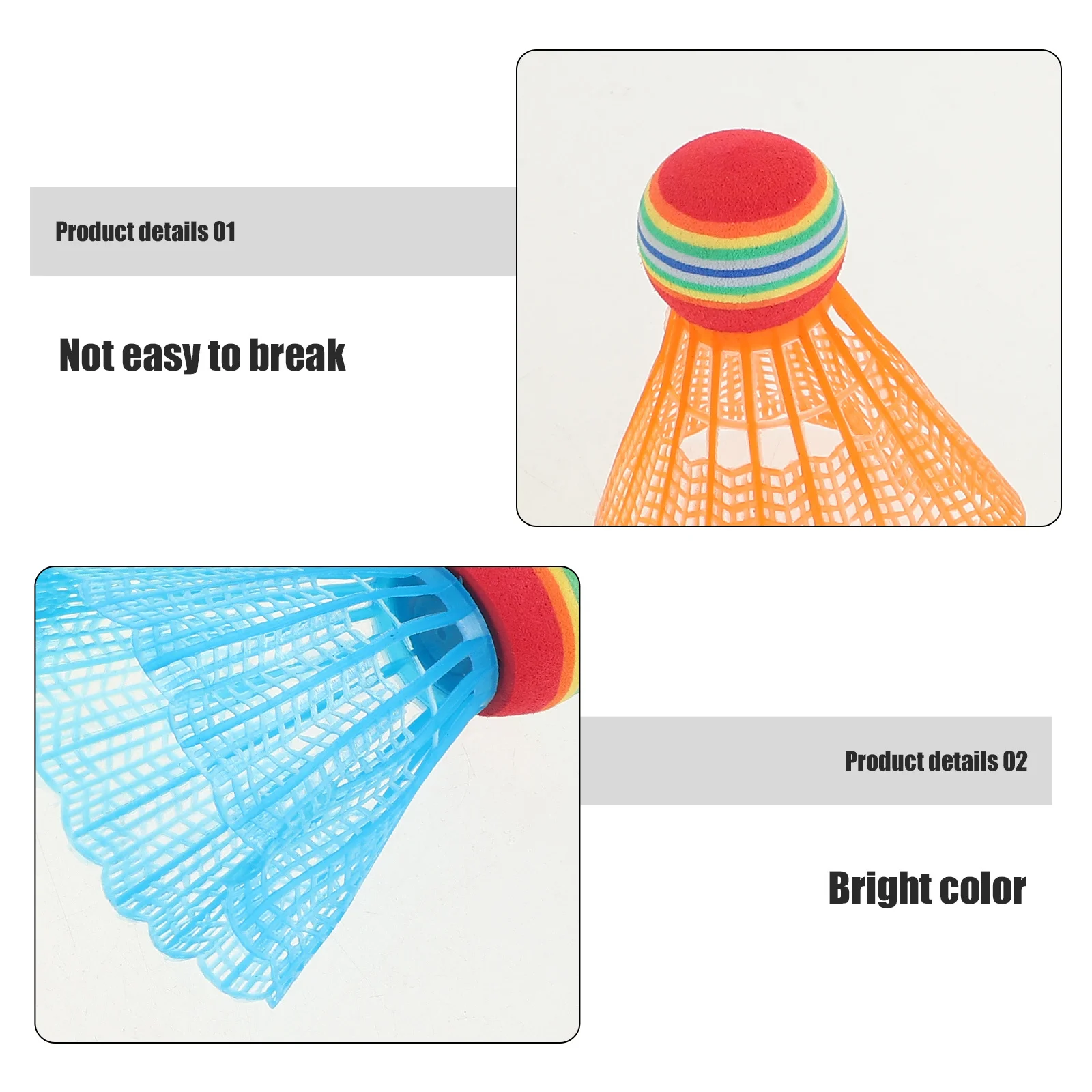 12 قطعة من كرات الريشة البلاستيكية الملونة، متانة عالية، مقاومة للصدمات القوية للتدريب على اللعب العائلي الممتع #4