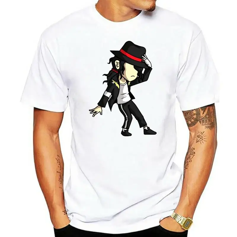 Michael Jackson T-Shirt White Color Fashion Mens Michael Jackson Moonwalk Logo T-shirt Tops Tees tshirt Casual MJ T-shirt