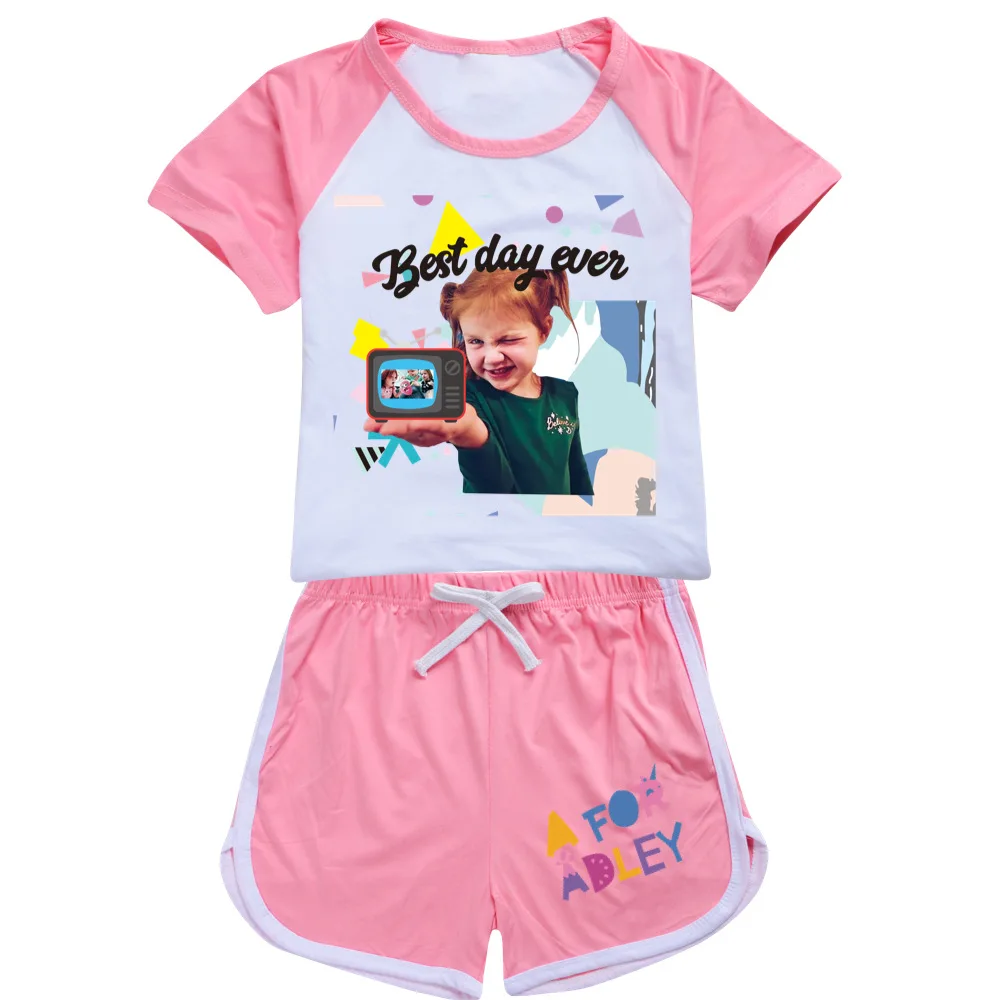 Summer Children Clothing T-Shirts+Shorts 2Pcs Outfits Girls Sportswear Boys Tracksuit A for Adley Set Kids Sleepwear Pyjamas