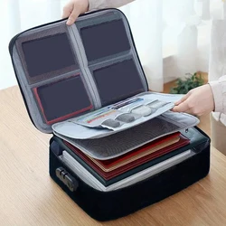 A Black Three-Layer Document Storage Bag Waterproof Multi-Function Large-Capacity Passport Files Box With Lock